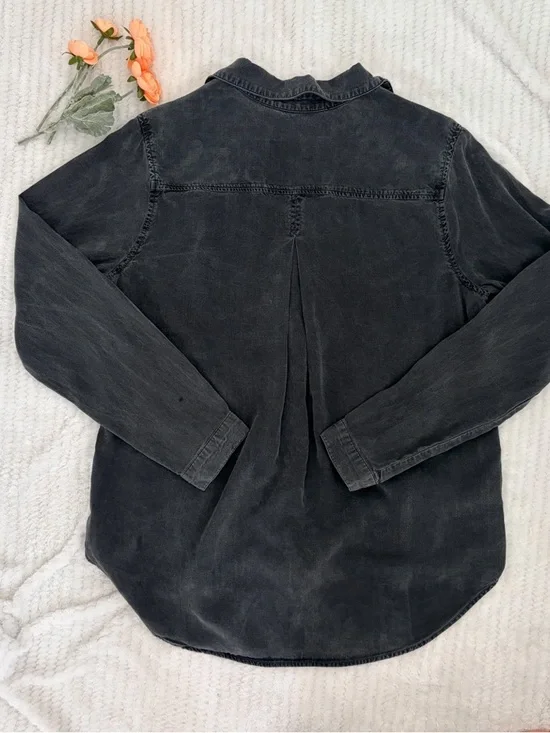 Cloth & Stone Washed Black Tencel Lyocell Button Down Shirt - Size M - Picture 3 of 8